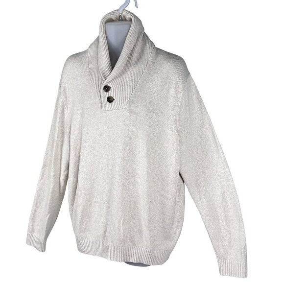 Izod Mens XL Cream Shawl Collar Pullover Sweater Preppy Old Money Minimalist - Picture 6 of 16